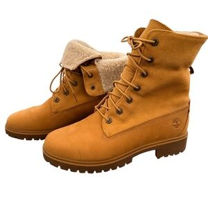 Timberland Jayne Waterproof Fleece Lined Fold Down Boot Size 8 Wheat Tan
